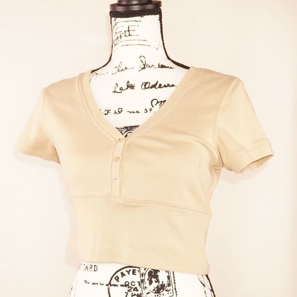 Cato Crop Sweater with Short Sleeves in Beige, M - Picture 2 of 9